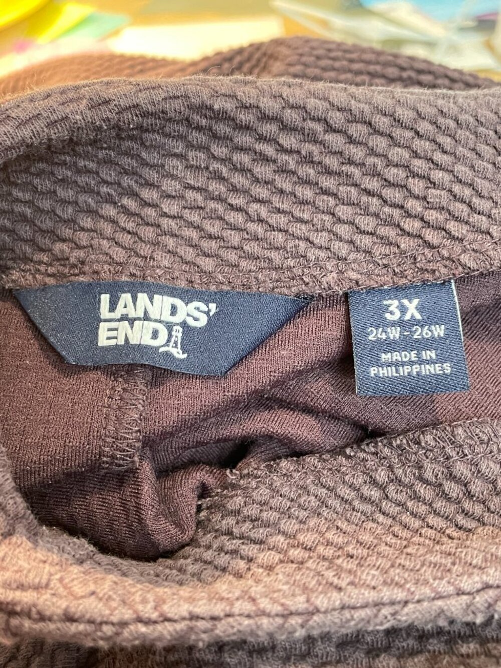Lands’ End Waffle Knit Tunic Top 3X Plum Textured Cozy Pullover - Picture 4 of 10